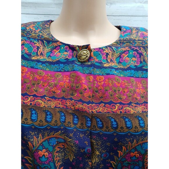 Lady Carol Vintage Dress 80s Paisley Print Belted Secretary Career Boho Size 8 - Picture 3 of 12
